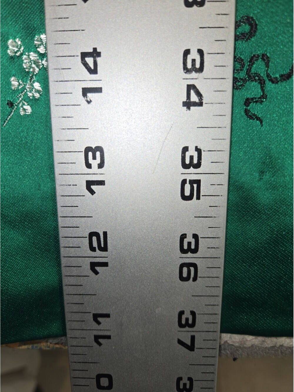 vintage silk blend dress Emerald Green Embroidered Floral Asian Inspired 90s - Picture 8 of 11